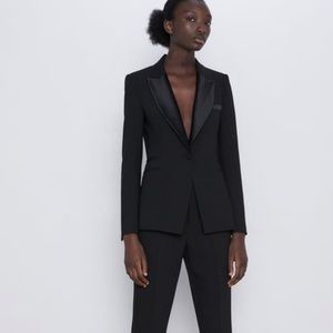 Zara tuxedo blazer jacket with satin collar, size S